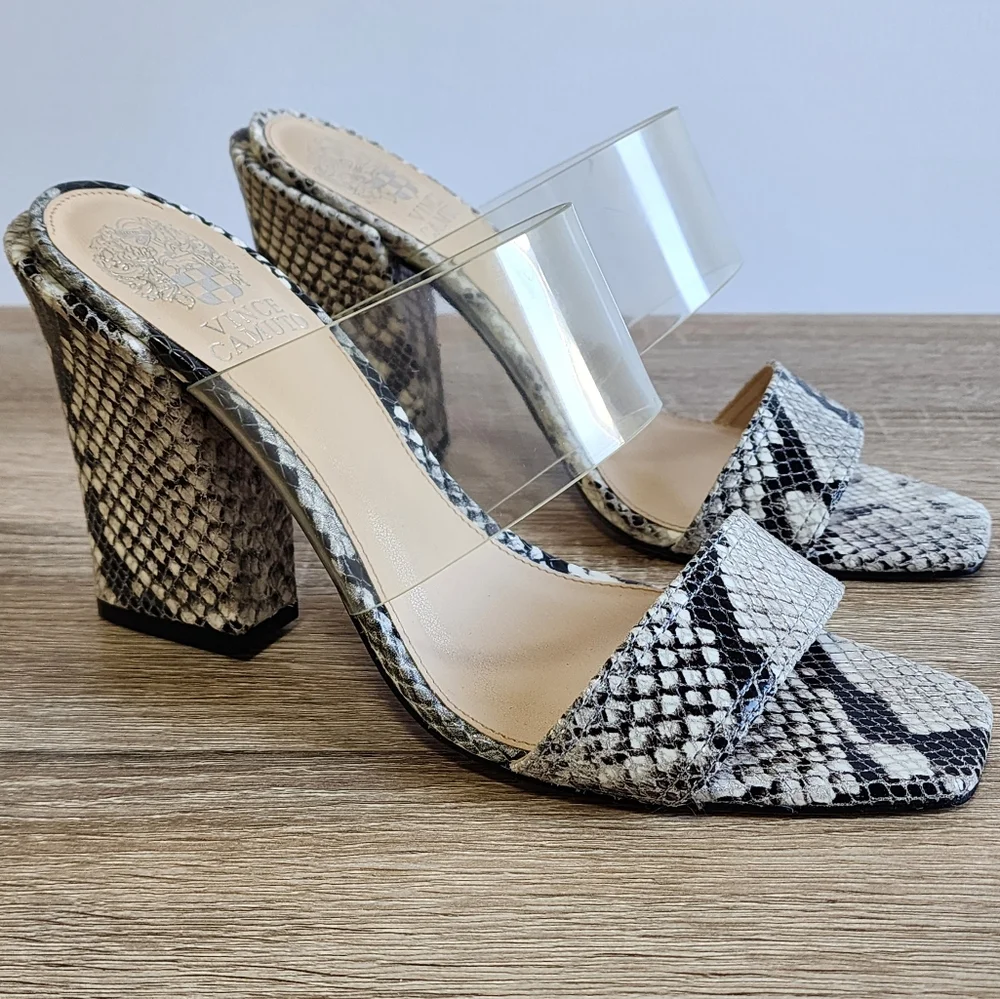 VINCE CAMUTO Felima Snakeskin Leather High Heel Sandal 8M